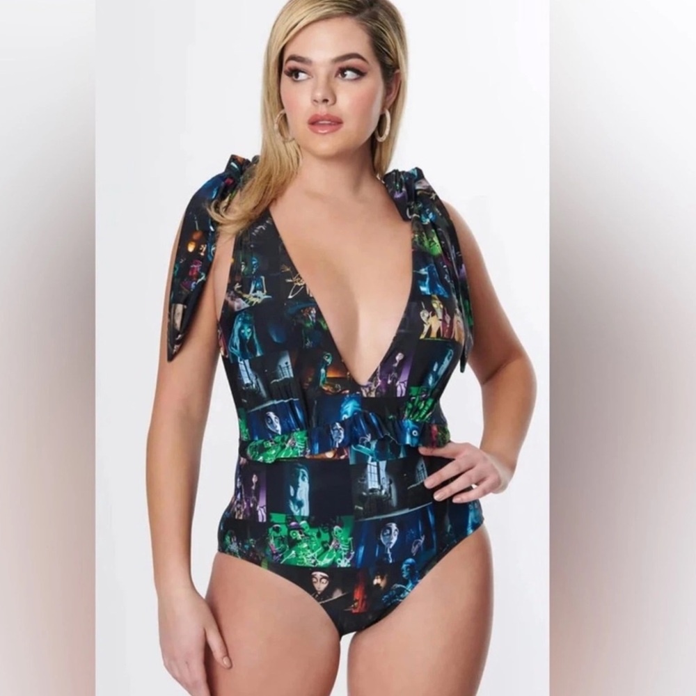 Unique Vintage Corpse Bride one piece swimsuit Large